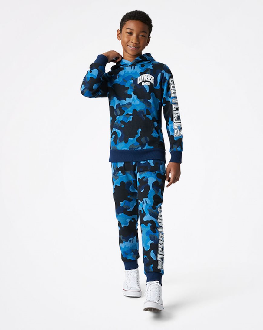 Sudadera Con Capucha Converse Camo Pullover Niño Azul Marino | PE EL5PW4